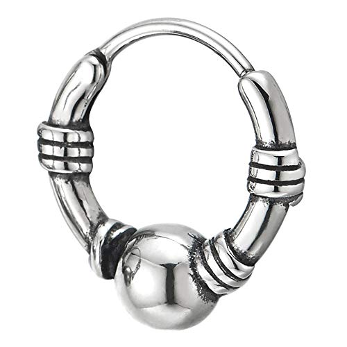 Men Women Stainless Steel Vintage Knot Circle Ball Huggie Hinged Hoop Earrings, Unique - coolsteelandbeyond