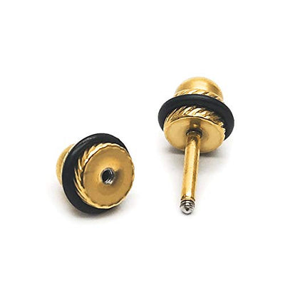 Men Womens Gold Color Dome Screw Stud Earrings, Polished, Steel Cheater Fake Ear Plugs Gauges Tunnel - coolsteelandbeyond