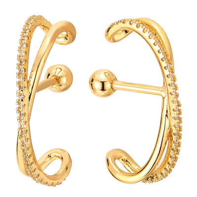 Men Womens Steel Cubic Zirconia Pave Gold Infinity Love Number 8 Oval Hook Stud Earrings, Screw Back - COOLSTEELANDBEYOND Jewelry