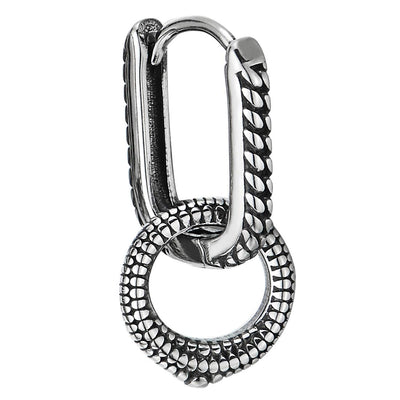 Men Womens Steel Vintage Horseshoe U-shape Huggie Hinged Hoop Earrings with Striped Open Circle - COOLSTEELANDBEYOND Jewelry