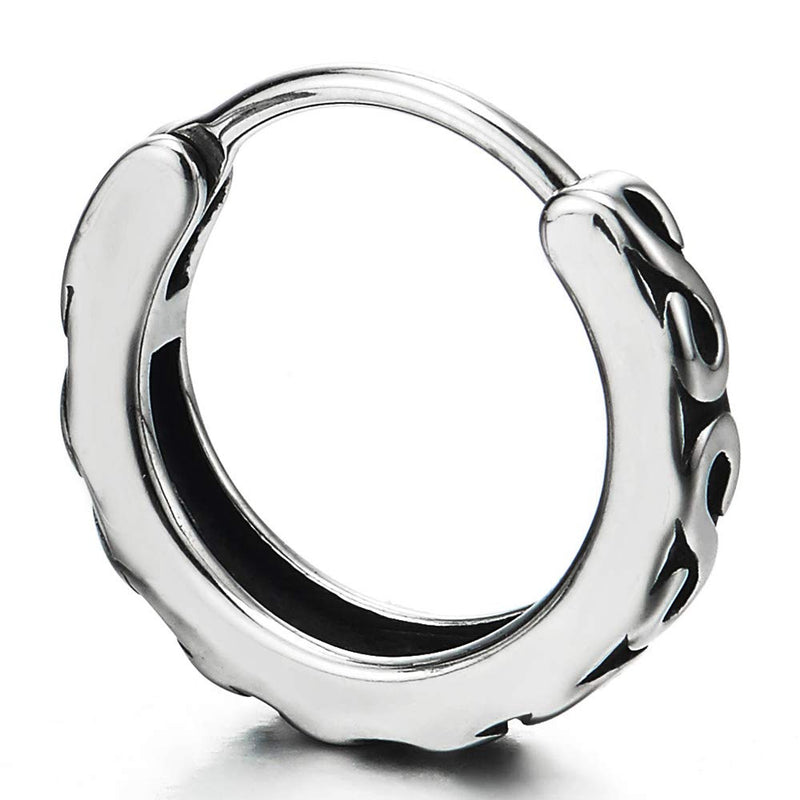 Men Womens Steel Vintage Tribal Huggie Hinged Hoop Earrings with Friendship Infinity S Love Number 8 - COOLSTEELANDBEYOND Jewelry