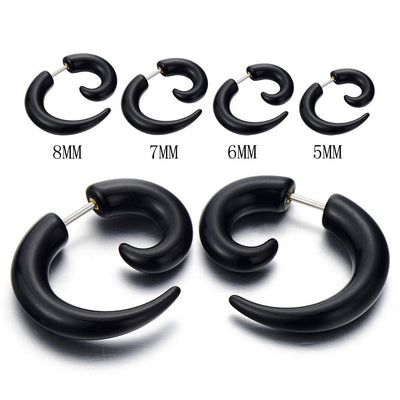 Mens Black Horn Claw Stud Earrings Cheater Fake Ear Plugs Gauges Illusion Tunnel, 2pcs - coolsteelandbeyond