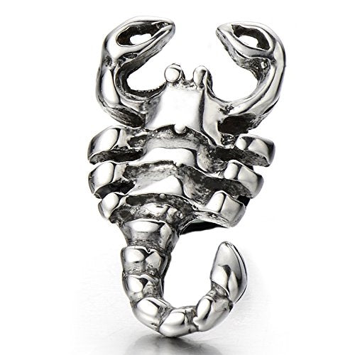 Mens Scorpion King Stud Earrings in Stainless Steel Gothic Biker Punk Rock, Screw Back, 2 Pcs - coolsteelandbeyond