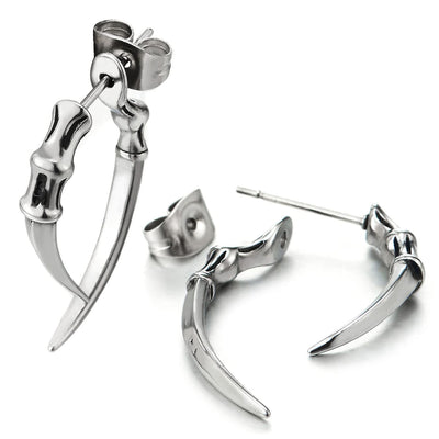 Mens Women Eagle Claw Spike Ear Jacket Stud Earrings in Stainless Steel, 2 pcs - COOLSTEELANDBEYOND Jewelry