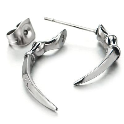 Mens Women Eagle Claw Spike Ear Jacket Stud Earrings in Stainless Steel, 2 pcs - COOLSTEELANDBEYOND Jewelry