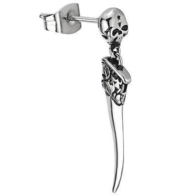 Mens Women Skull and Dangling Eagle Claw Spike Stud Earrings in Stainless Steel, 2 pcs - COOLSTEELANDBEYOND Jewelry