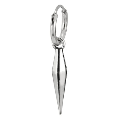 Mens Women Stainless Steel Huggie Hinged Hoop Earrings with Spiked Cone 2 pcs - COOLSTEELANDBEYOND Jewelry