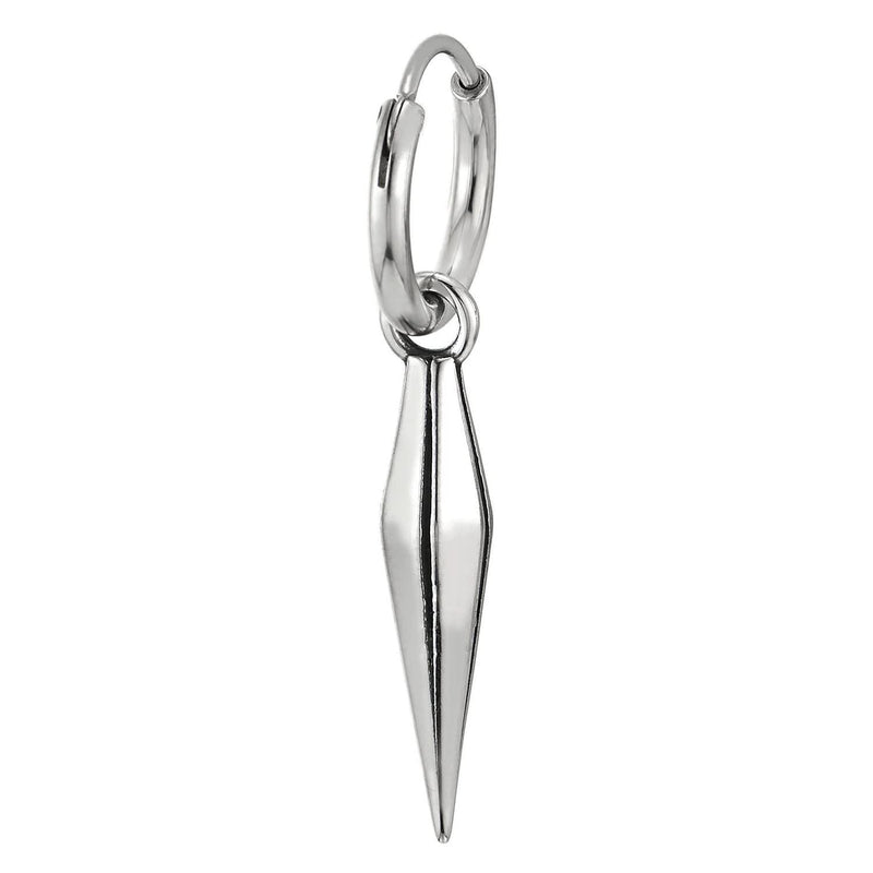 Mens Women Stainless Steel Huggie Hinged Hoop Earrings with Spiked Cone 2 pcs - COOLSTEELANDBEYOND Jewelry