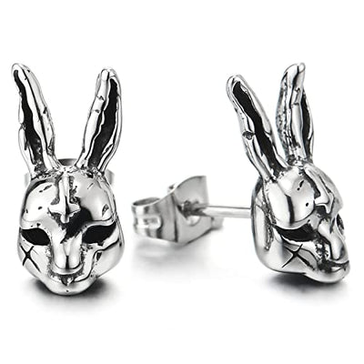 Mens Women Stainless Steel Rabbit Stud Earrings 2 pcs - COOLSTEELANDBEYOND Jewelry