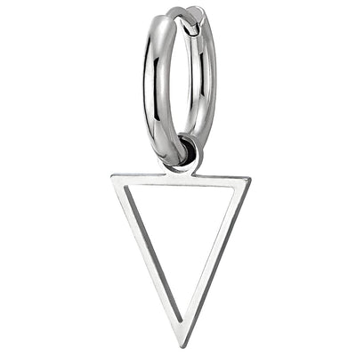 Mens Women Steel Huggie Hinged Hoop Earrings with Dangling Triangle Frame - COOLSTEELANDBEYOND Jewelry