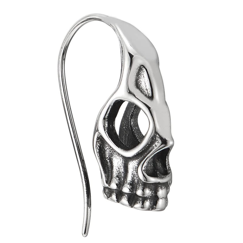 Mens Womens Skull Hook Stud Earrings, Stainless Steel, Unique, 2pcs - COOLSTEELANDBEYOND Jewelry