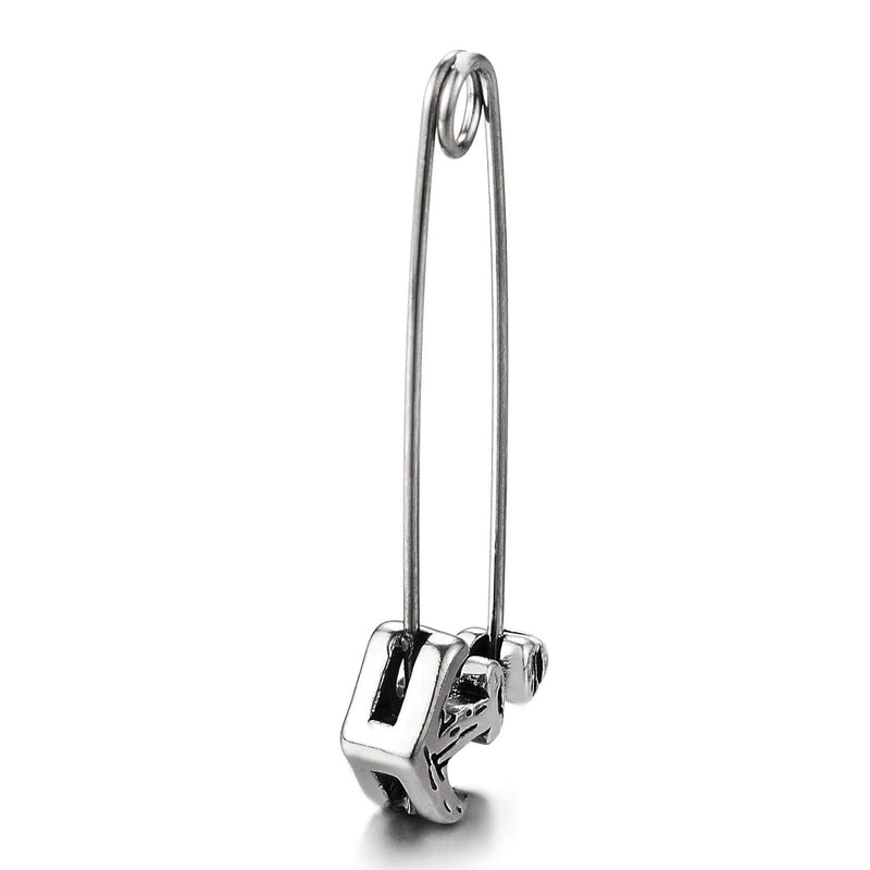 Mens Womens Stainless Steel Marine Anchor Paperclip Stud Earrings, Unique, 2 pcs - COOLSTEELANDBEYOND Jewelry