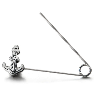 Mens Womens Stainless Steel Marine Anchor Paperclip Stud Earrings, Unique, 2 pcs - COOLSTEELANDBEYOND Jewelry