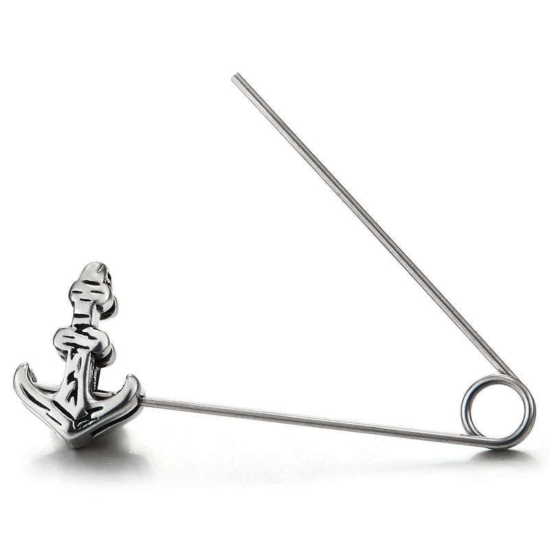 Mens Womens Stainless Steel Marine Anchor Paperclip Stud Earrings, Unique, 2 pcs - COOLSTEELANDBEYOND Jewelry