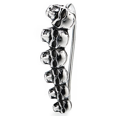 Mens Womens Vintage Line of Skull Long Hook Stud Earrings, Stainless Steel, Unique, 2pcs - COOLSTEELANDBEYOND Jewelry