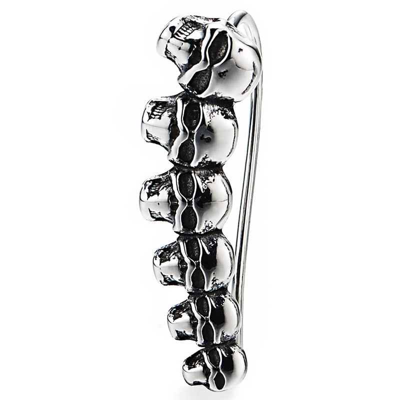 Mens Womens Vintage Line of Skull Long Hook Stud Earrings, Stainless Steel, Unique, 2pcs - COOLSTEELANDBEYOND Jewelry