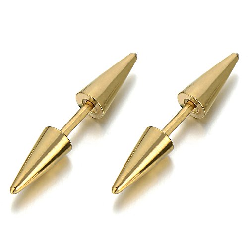 Pair Double Spike Stud Earrings in Stainless Steel for Men and Women - coolsteelandbeyond