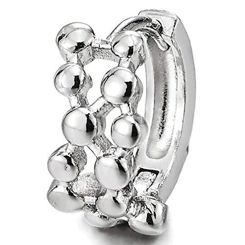 Pair Link of Dots Huggie Hinged Hoop Earrings for Men Women, Unique Design - coolsteelandbeyond