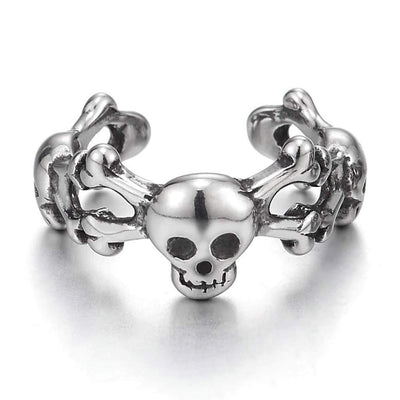 Pair Men and Women Stainless Steel Pirate Skulls Ear Cuff Ear Clip Non-Piercing Clip On Earrings - coolsteelandbeyond