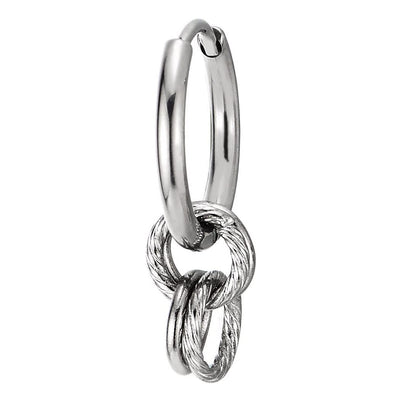Pair Mens Women Stainless Steel Plain Circle Huggie Hinged Hoop Earrings with Twisted Circle Links - COOLSTEELANDBEYOND Jewelry