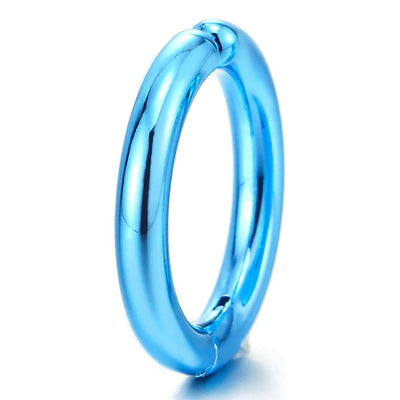 Pair Teal Blue Plain Huggie Hinged Hoop Earrings Non-Piercing Clip On Earrings for Men Women, Cool - COOLSTEELANDBEYOND Jewelry