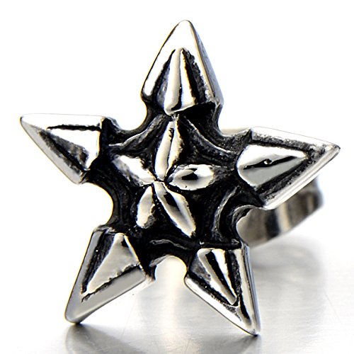 Pair Vintage Stainless Steel Pentagram Stud Earrings for Man and Women - COOLSTEELANDBEYOND Jewelry