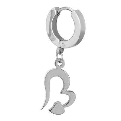 Pair Womens Stainless Steel Huggie Hinged Hoop Earrings with Dangling Double Irregular Hearts - COOLSTEELANDBEYOND Jewelry