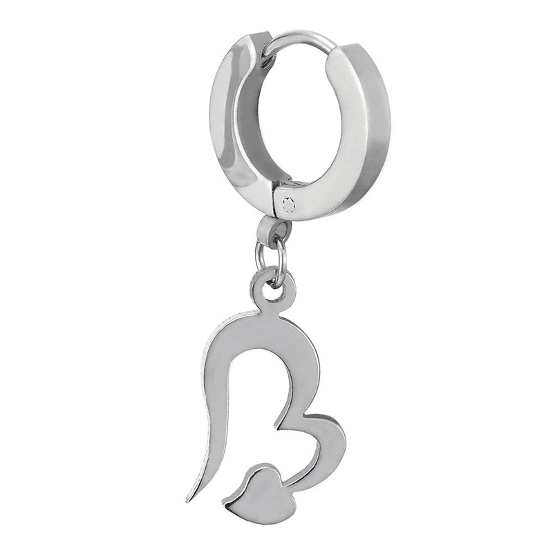 Pair Womens Stainless Steel Huggie Hinged Hoop Earrings with Dangling Double Irregular Hearts - COOLSTEELANDBEYOND Jewelry