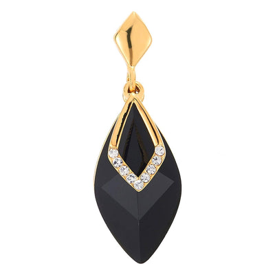 Prom Banquet Party Black Marquise Crystal Rhinestone Rhombus Dangle Drop Gold Statement Earrings - COOLSTEELANDBEYOND Jewelry