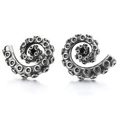 Retro Style Mechanic Octopus Tentacle Claw Stud Earrings for Man, Stainless Steel - COOLSTEELANDBEYOND Jewelry