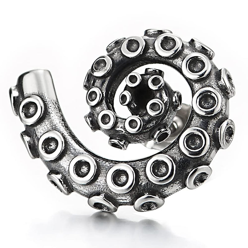 Retro Style Mechanic Octopus Tentacle Claw Stud Earrings for Man, Stainless Steel - COOLSTEELANDBEYOND Jewelry
