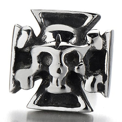 Retro Style Stainless Steel Cross Skull Stud Earrings for Men Boys, Gothic Punk Rock, 2 pcs - COOLSTEELANDBEYOND Jewelry