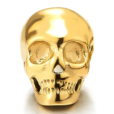Rock Punk Gothic Small Stainless Steel Gold Color Skull Stud Earrings for Men Women, 2 pcs - COOLSTEELANDBEYOND Jewelry