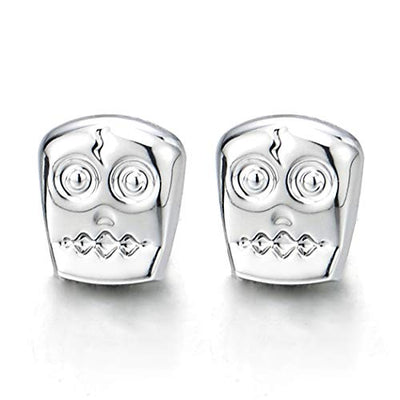 Small Magnetic Clown Mask Owl Stud Earrings for Men Women, Non-Piercing Clip On Cheater Ear Gauges - coolsteelandbeyond