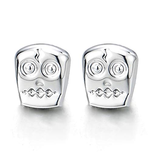 Small Magnetic Clown Mask Owl Stud Earrings for Men Women, Non-Piercing Clip On Cheater Ear Gauges - coolsteelandbeyond