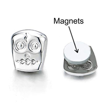 Small Magnetic Clown Mask Owl Stud Earrings for Men Women, Non-Piercing Clip On Cheater Ear Gauges - coolsteelandbeyond