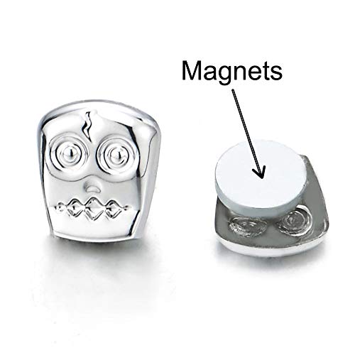 Small Magnetic Clown Mask Owl Stud Earrings for Men Women, Non-Piercing Clip On Cheater Ear Gauges - coolsteelandbeyond