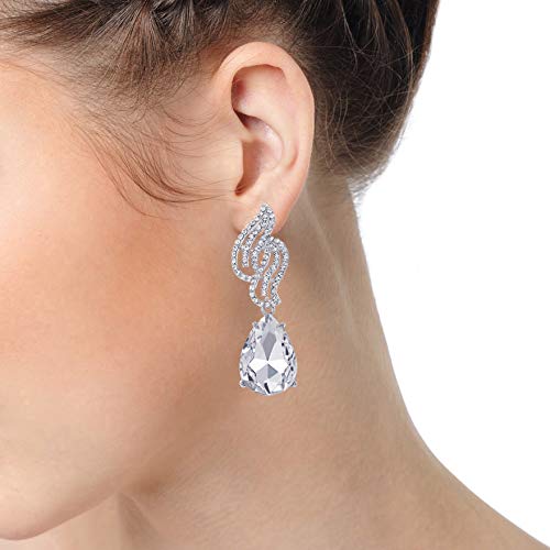 Sparkling Crystal Rhinestone Cluster Chandelier Leaf Teardrop Long Dangle Statement Earring Bridal - COOLSTEELANDBEYOND Jewelry