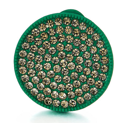 Sparkling Green Disc Circle Statement Stud Earrings with Grey Rhinestones Cluster - COOLSTEELANDBEYOND Jewelry