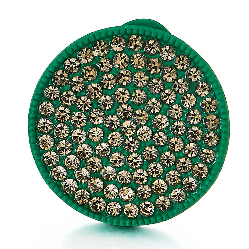 Sparkling Green Disc Circle Statement Stud Earrings with Grey Rhinestones Cluster - COOLSTEELANDBEYOND Jewelry