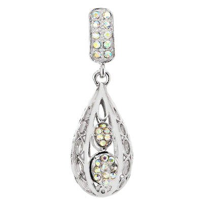 Sparkling Rainbow Rhinestone Cluster Filigree Hollow Teardrop Ball Dangle Statement Earring Bridal - COOLSTEELANDBEYOND Jewelry