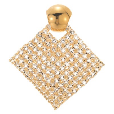 Sparkling Wedding Bridal Party Prom Rhinestone Pave Square Dangle Drop Statement Gold Stud Earring - COOLSTEELANDBEYOND Jewelry