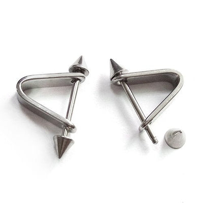 Spike Triangle Huggie Hinged Hoop Earrings for Men Women, Stainless Steel, 2pcs - COOLSTEELANDBEYOND Jewelry