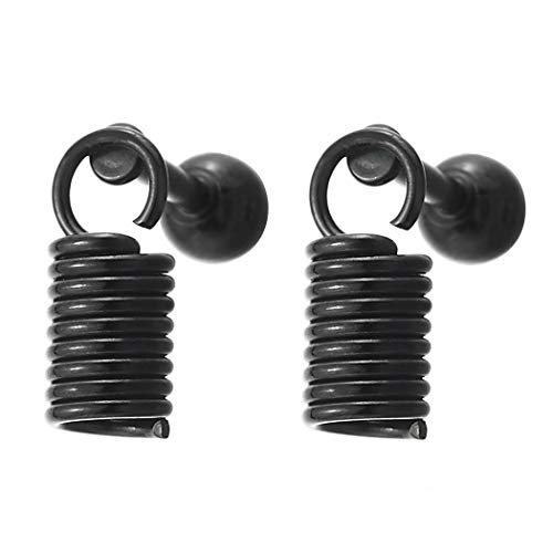 Stainless Steel Black Springs Stud Earrings for Men Women, Screw Back, Small, 2 pcs - coolsteelandbeyond