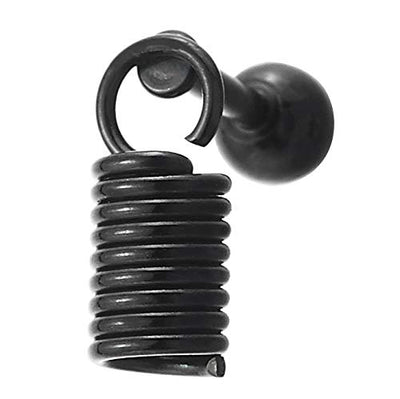 Stainless Steel Black Springs Stud Earrings for Men Women, Screw Back, Small, 2 pcs - coolsteelandbeyond