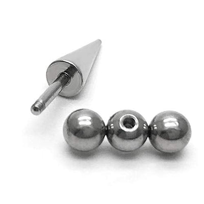 Stainless Steel Cubic Zirconia Balls Bar Stud Earrings for Men and Women, Spiked Screw Back, 2pcs - COOLSTEELANDBEYOND Jewelry