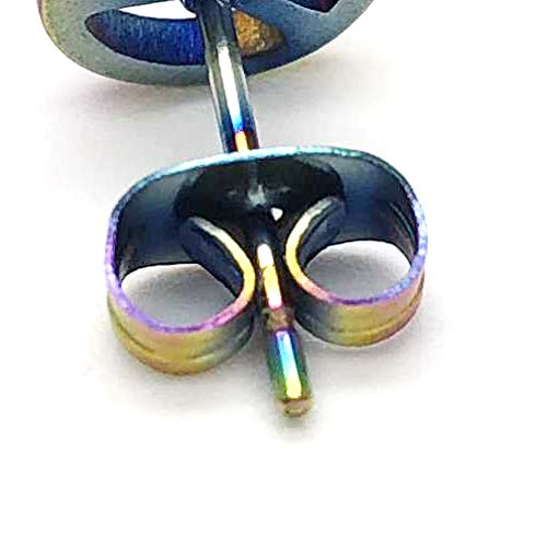 Stainless Steel Rainbow Oxidized Lightning Bolt Stud Earrings for Men and Women, 1 Pair - coolsteelandbeyond