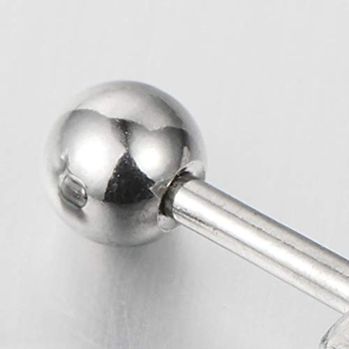 Stainless Steel Small Triple Balls Bar Stud Earrings for Men and Women, Screw Back, Unique, 2pcs - coolsteelandbeyond