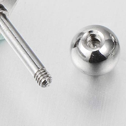 Stainless Steel Small Triple Balls Bar Stud Earrings for Men and Women, Screw Back, Unique, 2pcs - coolsteelandbeyond