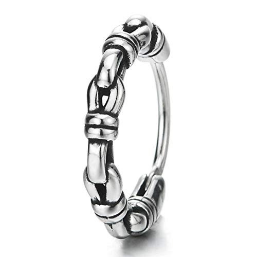 Stainless Steel Vintage Knot Link Circle Huggie Hinged Hoop Earrings for Men Women, Vintage Tribal - coolsteelandbeyond